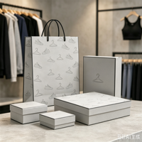 Sacs en papier kraft personnalisés avec logo, usine source, sacs d'emballage pour vêtements, sacs de shopping, gris classique de luxe
