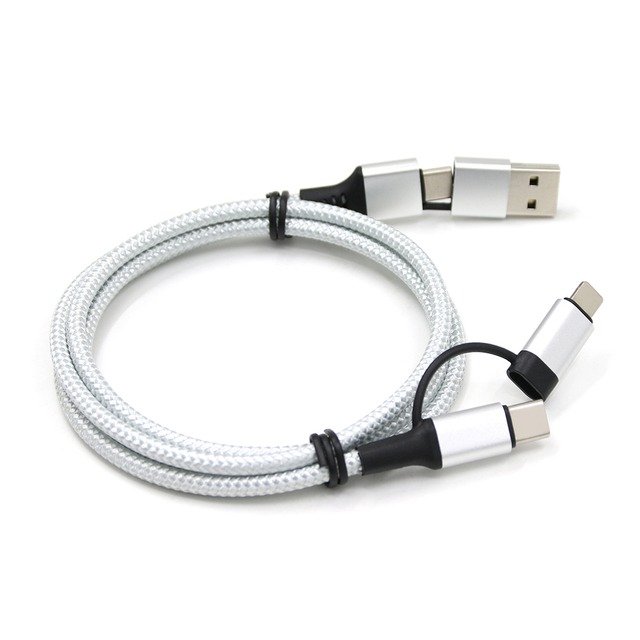 60W Super Fast Charging Cable 4 in 1 Multi Connectors Charger Nylon USB to Type-C 1M Mobile Phone Charger Cable