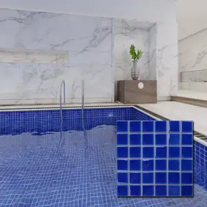 Japonês decorativo italiano barato 6x6 piscina telhas de mosaico de cerâmica azul de porcelana preços de fornecedores