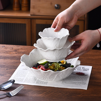 OEM Morden Luxury White Emboss Ceramic Fruit Bowls Porcelain Serving Dessert Ceramic Plate and Bowl Set for Catering Kitchen Use