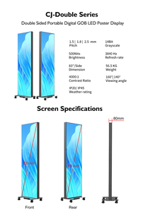 จอแสดงผล LED สำหรับติดตั้งภายในอาคาร IP40 ขนาด 1.86 มม. พร้อมขาตั้งพื้น/วิดีโอ HD 4K ความสว่าง 500cd อ่านได้แม้กลางแจ้ง พร้อมล้อเลื่อน - Product Image 4