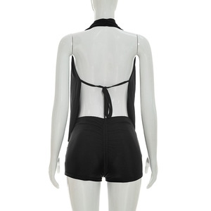 Womens Deep Plunge Halter Romper Draped Backless Bodycon <strong>Club</strong> Jumpsuit <strong>Sexy</strong> Night Out Boutique <strong>Outfit</strong> - Product Image 6