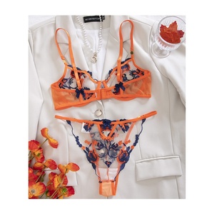 Conjunto sexy de <span class=keywords><strong>dos</strong></span> piezas: sujetador hueco con copas de media copa <span class=keywords><strong>y</strong></span> bragas, estilo lencería transparente de encaje sexy con tirantes - Product Image 5