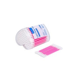 Biodegradable Ears <b>Makeup</b> Cleaning 100pcs/<b>Box</b> Cotton Buds pink stick Cotton swab with love <b>box</b> - Product Image 5