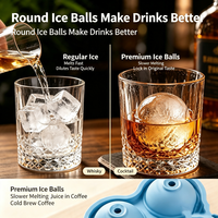 Moule à glaçons sphériques en silicone écologique et flexible, 4 cavités, grand format, pour whisky et cocktails à la maison, avec démoulage facile
