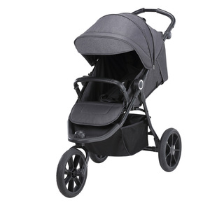 Baby Stroller Tricycle High View Aluminum Alloy 22kg Capacity Black <b>Reclining</b> Sit Down European Style - Product Image 1