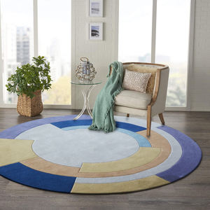 Tapis rond classique bleu à <span class=keywords><strong>courant</strong></span>, tapisserie <span class=keywords><strong>de</strong></span> salon, personnalisé, styliste pour zone décontractée - Product Image 2