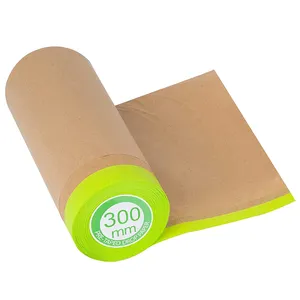 12inch x50ft Tape Drape Painters Paper Adhesive Protective Pre-Taped Painting Masking Paper Kraft For All Masking Applications