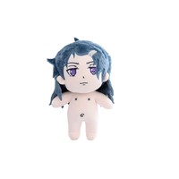 Poupée en peluche personnalisée en gros, figurine d'anime en peluche avec robe bleue amovible et cagoule de chauve-souris noire, directement de l'usine, OEM