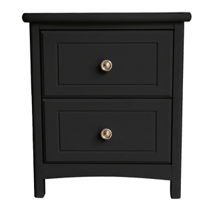 Clean-Lined 2-Slide Wood Bedside Chest, Multi-Purpose Accent <b>End</b> <b>Table</b> for Bedroom & Tight Spaces - Product Image 5
