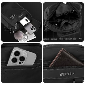 WePower Bolso cruzado para hombre, gran capacidad, nailon, para viajes de negocios, bolso de hombro, color negro sólido, 9302 - Product Image 4