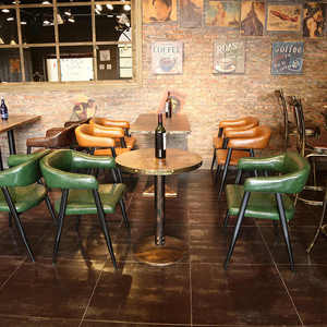 <strong>Euro</strong> Fashion Design Restaurant Furniture Antique Comfortable Metal Frame PU Leather Armchair Hollow Back - Product Image 4