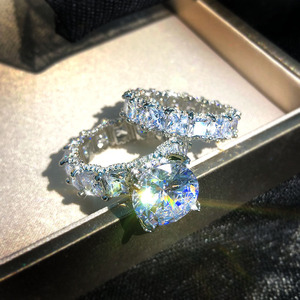 Oversized Cubic Zirconia Stackable <b>Ring</b> <b>Set</b> European American Fashion Elegant <b>Women</b> Matching Jewelry - Product Image 6