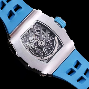 3503 Unmatched Excellence Automatic Mechanical <b>Watch</b> Stainless Steel Tonneau <b>Case</b> Blue Rubber Strap Luminous Men's Sport Hollow - Product Image 5