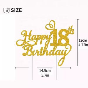 Spot Supply Gold Paper Topper para tarta de <span class=keywords><strong>feliz</strong></span> <span class=keywords><strong>cumpleaños</strong></span> Kids 10th 18th 30th Adult Cupcake Pastelería Decoración Glitter Number Cake Topper - Product Image 2
