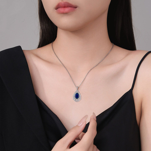 Gran oferta 2025, joyería de filigrana Vintage en tonos plateados de alta calidad, collar con colgante de cristal azul en forma de lágrima para un aspecto elegante - Product Image 4