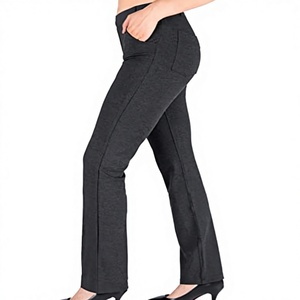 Pantalon de yoga évasé taille haute croisée pour femme, décontracté, rehausseur de hanches, pour la danse, le sport et le fitness, respirant, en Spandex/Nylon, fermeture élastique intégrale - Product Image 3