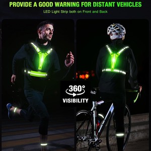 אפוד בטיחות מחזיר אור עם תאורת LED נטענת ב-USB, מתכוונן, עמיד למים, דרגה 2 של ANSI, עם אפשרות להתאמה אישית של לוגו, לריצה ולרכיבה בלילה - Product Image 4