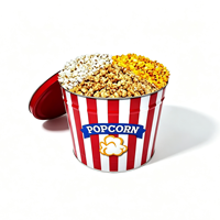 Boîte en métal ronde vide personnalisée avec logo imprimé, qualité alimentaire, pour biscuits de Noël, pop-corn, seau en métal