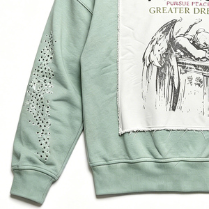 Vêtements pour hommes Cenloong, sweat-shirt brodé avec strass, broderie surdimensionnée, sweats à capuche et sweat-shirts pour hommes - Product Image 2