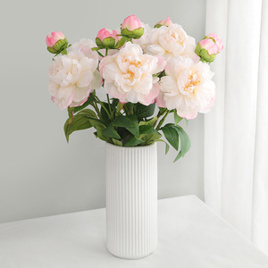 Flores de peonía de seda de un solo <span class=keywords><strong>tallo</strong></span> <span class=keywords><strong>con</strong></span> 2 cabezas M119, peonías al por mayor para decoración de bodas, flor artificial de peonía - Product Image 4