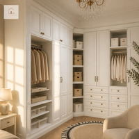 XINGRUO Armoire sur mesure de luxe de style shaker français moderne pour chambre à coucher, solution pour projets de villas et d'appartements, conception de modèle 3D