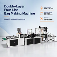 Machine de fabrication de sacs en plastique et nylon à double couche et quatre lignes avec soudures inférieures, en promotion