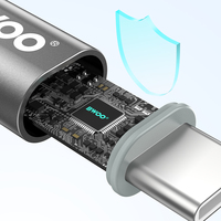 BWOO kabel pengisi daya Usb, 65W PD2.0 tipe-c ke kabel tipe-c Data nilon logam kepang cepat