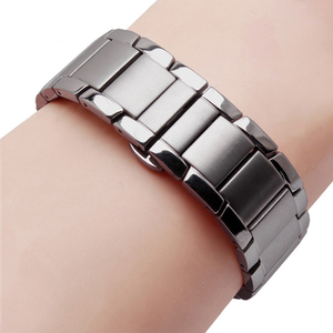 Sang Trọng Hàng Đầu Đúng Đầy Đủ Rắn Thép Không Gỉ Dây Đeo Kim Loại 22Mm Brushed Cong End Thay Thế Liên Kết Triển Khai Clasp Ban Nhạc Đồng Hồ - Product Image 6