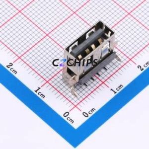 XUBF-0523-0449 USB Connector Bent Lead Through Hole Connector Type-A USB 2.0 Female Right Angle Insert - Product Image 1