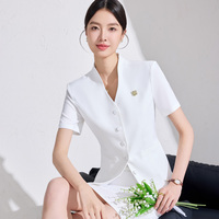 Veste Courte Élégante Professionnelle pour Femme Été 2024, Modèle Déesse avec Boutons Décoratifs, Taille XL et Grandes Tailles