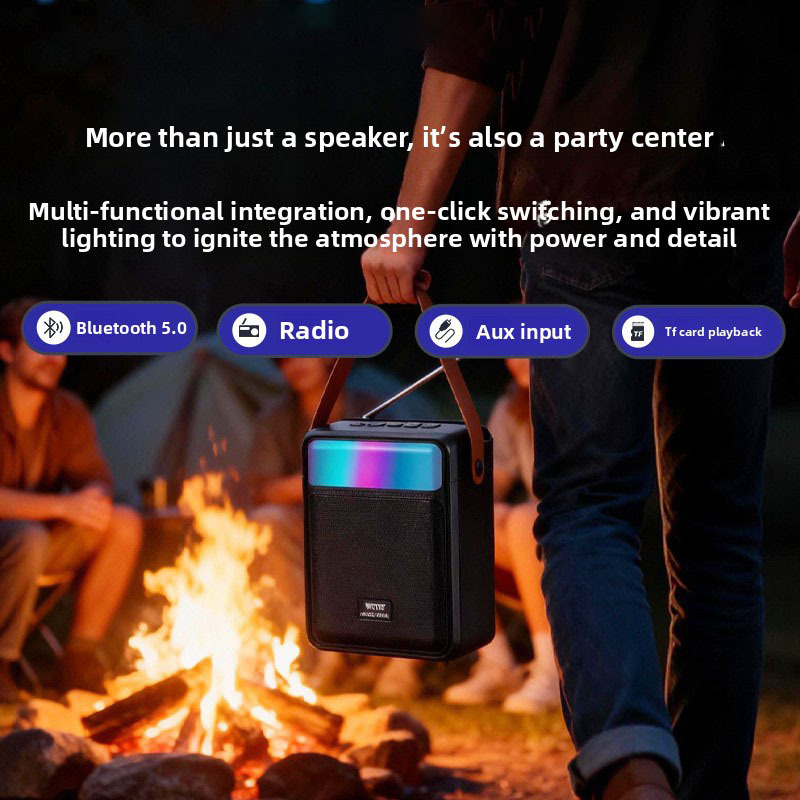 Solar Charging Outdoor Camping Speaker BT5.4 IPX4 Waterproof RGB TWS Phone Stand Mini Portable Loud Sound Long Battery · image 4