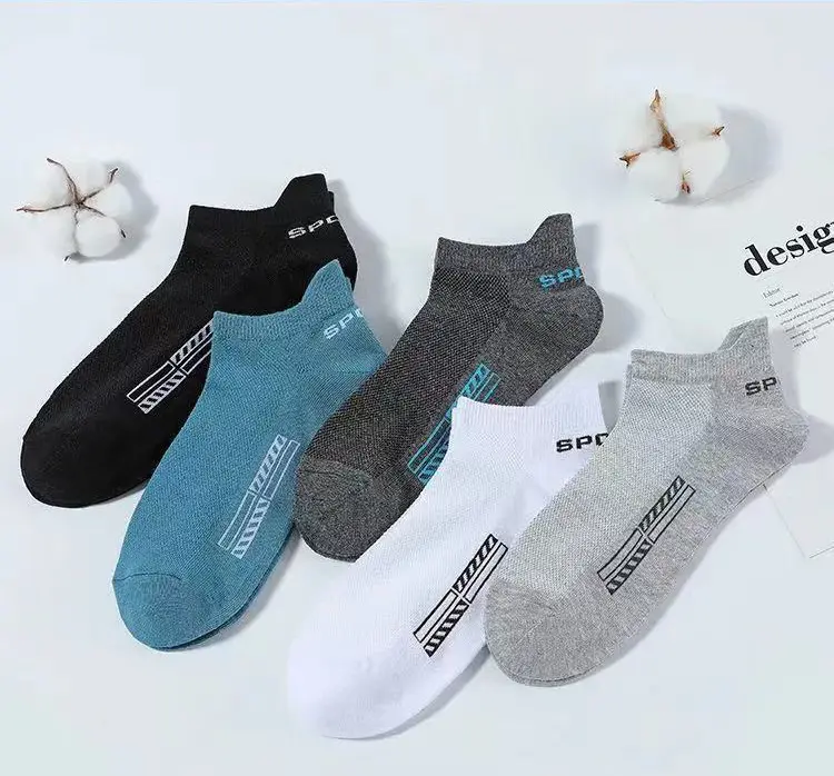 5 paires de chaussettes pour hommes été maille mince respirant coton chaussettes de sport absorbant la sueur déodorant chaussettes courtes pour hommes