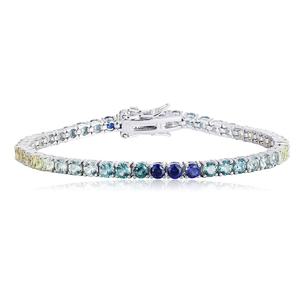 Braccialetto da Tennis in oro rosa massiccio 14K Design alla moda con taglio 2.5mm zaffiro arcobaleno naturale per matrimoni braccialetti in <span class=keywords><strong>Moissanite</strong></span> - Product Image 1