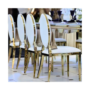 Sillas Doradas de Acero Inoxidable de Lujo para Banquetes, Eventos, Bodas al Aire Libre, Sillas de Comedor Doradas con Respaldo en O para Recepción de Bodas - Product Image 1