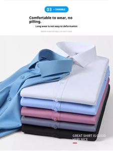 Chemise habillée pour homme en fibre de bambou, extensible, infroissable, confortable, style coréen, formelle, de bureau, blanche, grande <span class=keywords><strong>taille</strong></span> - Product Image 2