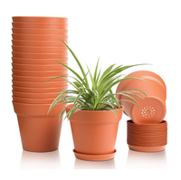 18pcs Satu Set Pot Tanam Mini 4 Inch dengan Baki Penyiram Otomatis untuk Tanaman Indoor Outdoor, Pot Tanam Kecil Penyiram Otomatis