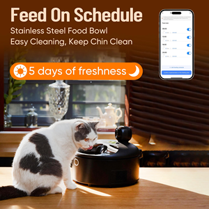 Comedero Automático <span class=keywords><strong>para</strong></span> Gatos con Alimentación Húmeda, Enfriamiento y Calentamiento por Semiconductor, Recipiente de Acero Inoxidable, Control por Aplicación y Cámara - Product Image 5