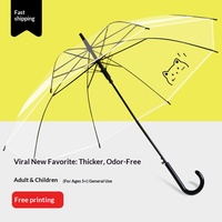 Parapluie droit ultra-léger à long manche en POE et acier inoxydable, transparent, double usage pluie/soleil, logo personnalisé, pour adultes