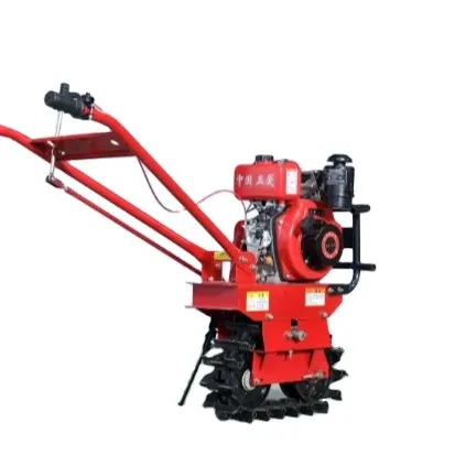 Multi-purpose orchard plowing machine Diesel chain track small rotary cultivator agricultural soil turning micro-cultivator