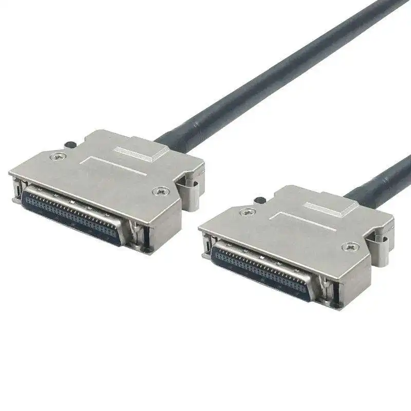 ODM Psu Scsi 50pin Cable Mdr 50pin Macho Cable Negro Con Metal Hood 1M Scsi 50pin Cable