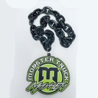 Collier pendentif géant en mousse EVA avec logo 3D personnalisé pour équipes sportives (football, soccer, baseball) et chaîne en plastique doré pour fans