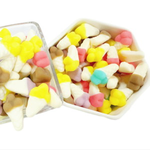 Manufacturer <strong>Halal</strong> Colorful Yogurt Flavor Jelly Half Ice Cream <strong>Cone</strong> Shaped <strong>Sweet</strong> Fruity Gummy Candy Piece Pattern Sugar Bag - Product Image 1