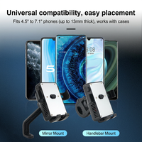 Support de téléphone pour moto avec ventilateur de refroidissement à semi-conducteurs, en alliage d'aluminium, étanche, anti-vibrations, support de rétroviseur pour vélo électrique