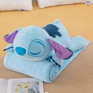 Encantador nuevo diseño de juguete de felpa dos en uno manta almohada de dibujos animados manta de almohada multifuncional