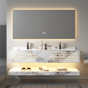 Lavabo Doble de Pared con Diseño Moderno, Lavamanos de Pizarra con Escurridor, Fácil de Limpiar, Tamaño Grande para Baño - Product Image 4