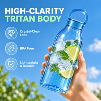 Bouteille d'eau personnalisée en Tritan 500 ml sans BPA transparente réutilisable avec boucle de transport et bouchon à vis Vente en gros OEM