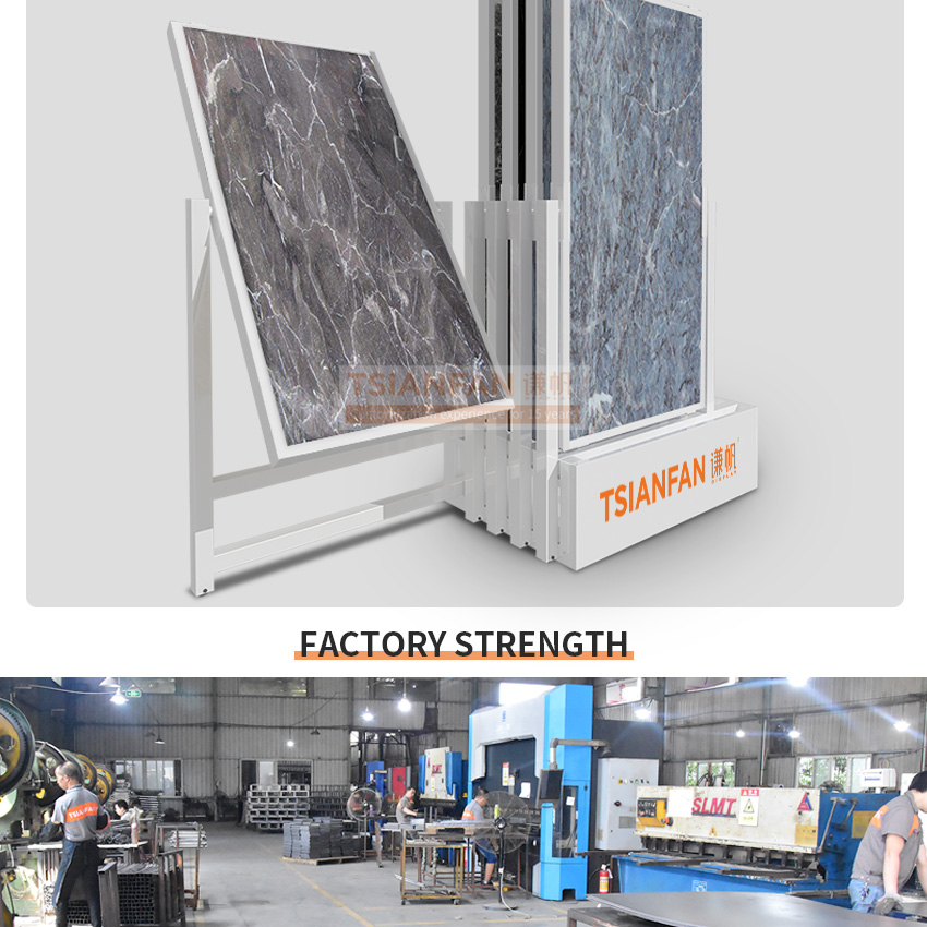 Novo design 360 graus de giro livre quartzo pedra artificial pedra natural vidro grande prato amostra prateleira de exposição de pedra deslizante