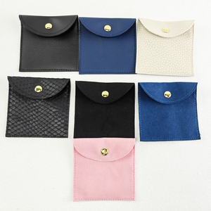 Custom Microfiber Suede Velvet Jewelry Pouch Pu Leather Jewelry Packaging Pouch Bag with logo for Jewelry - Product Image 3