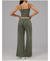 Ensemble 2 pièces pour femme : débardeur dos nu et pantalon large à pois avec ceinture, tenue décontractée pour l'entraînement